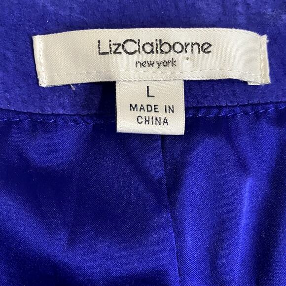 Liz Claiborne New York Suede Leather Jacket Womens L Royal Blue Fade Boho Chic - Picture 7 of 12